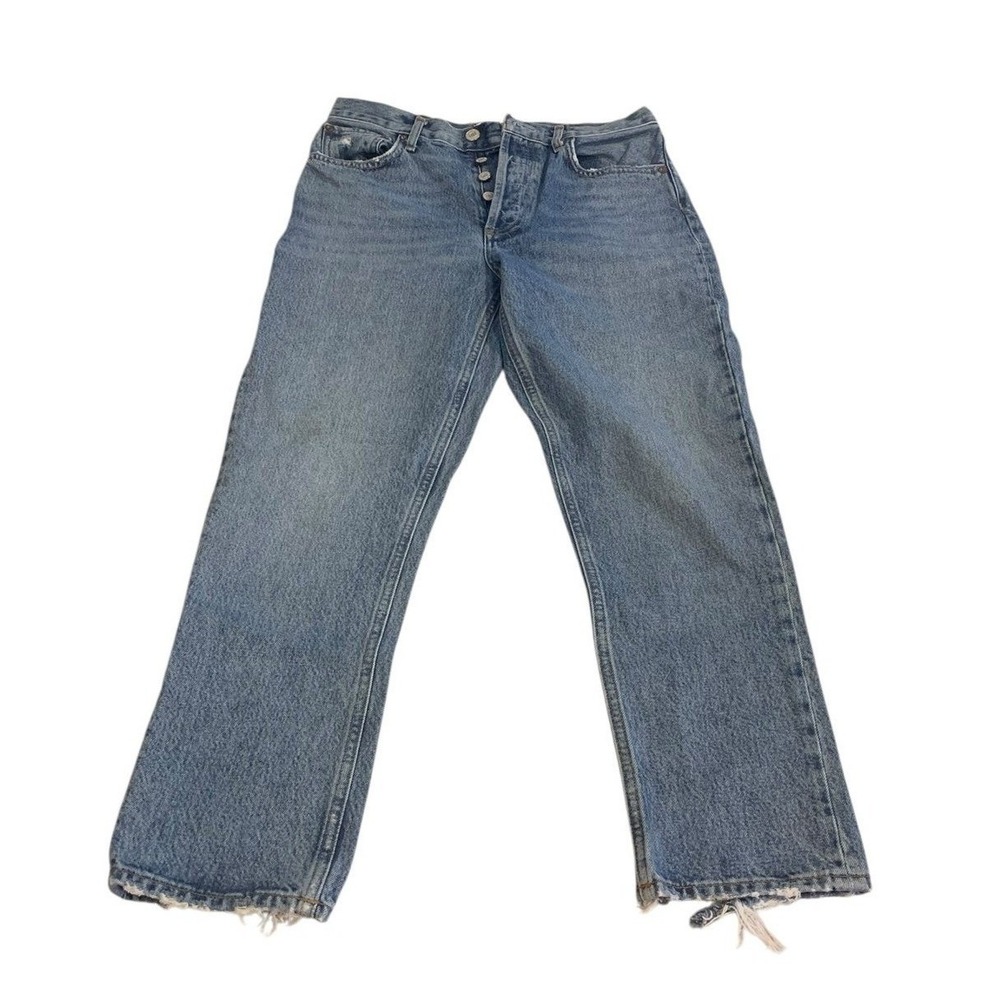 AGOLDE Riley High Rise Straight Crop Jeans 27 Organic Cotton Denim Blue  A056D